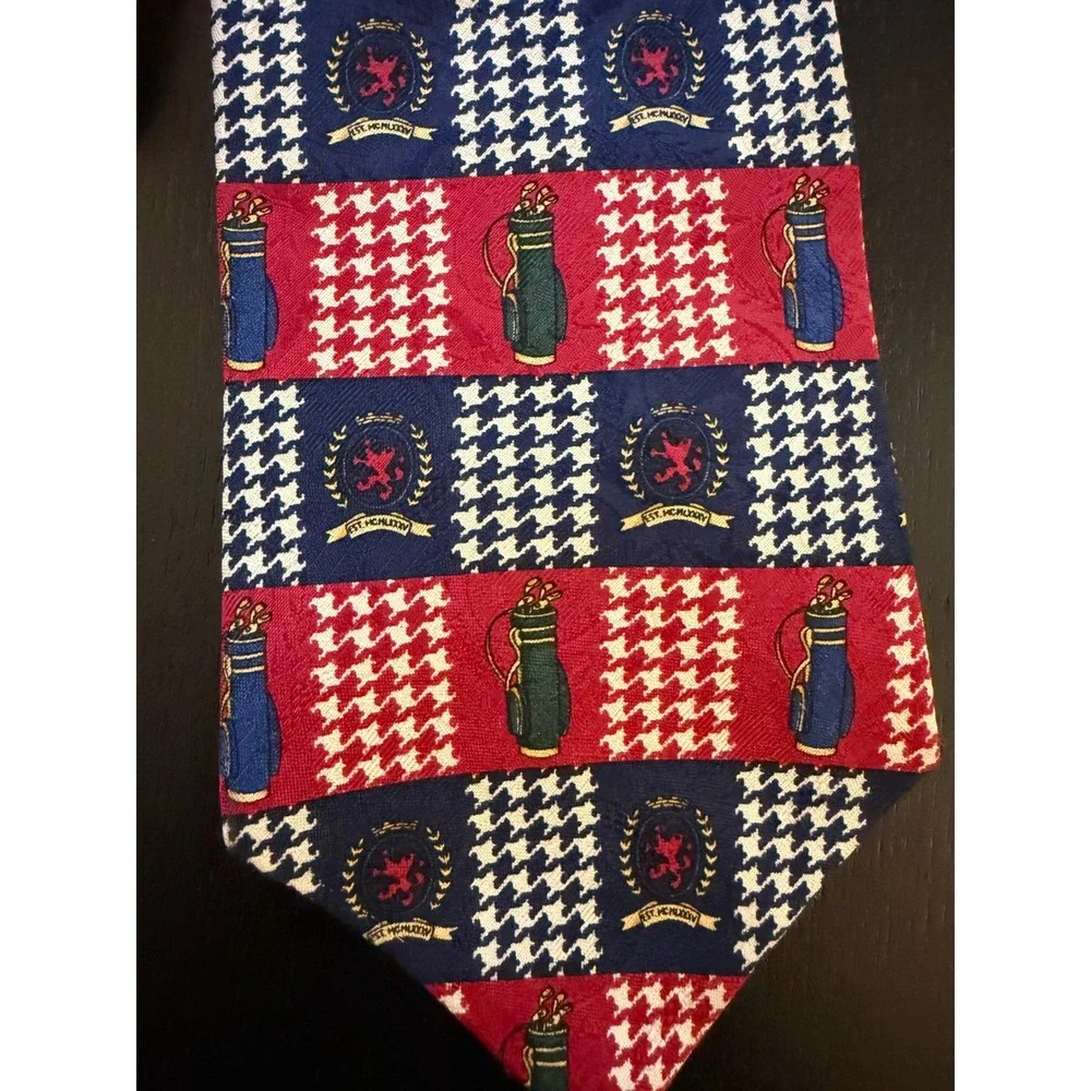 VTG Tommy Hilfiger Neck Tie‎ Mens Navy/Red Italian Silk Heritage Golfers Crest